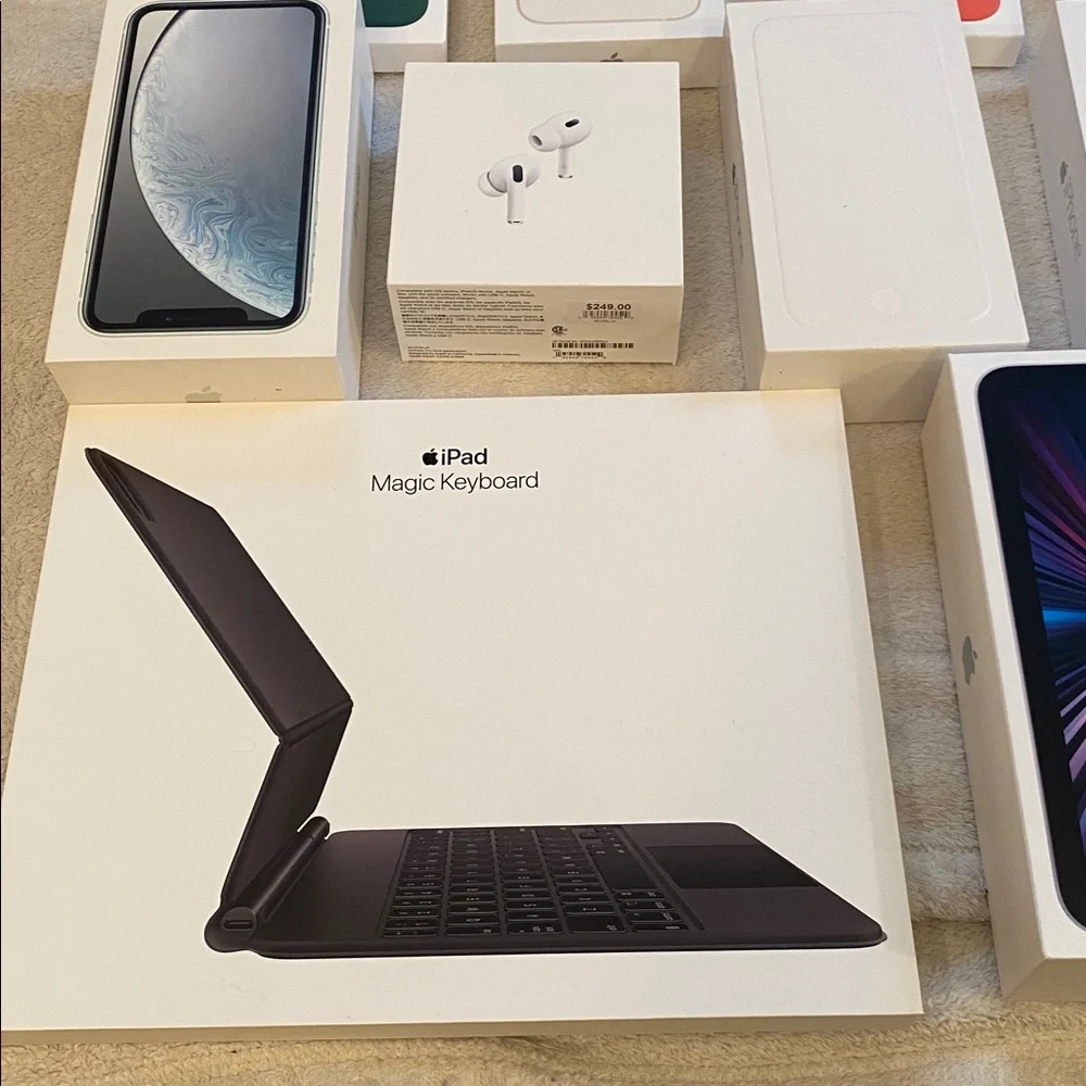 Bundle of EMPTY Apple packaging:  2 MacBook Air 13, AirPods Pro, iPhones, etc.